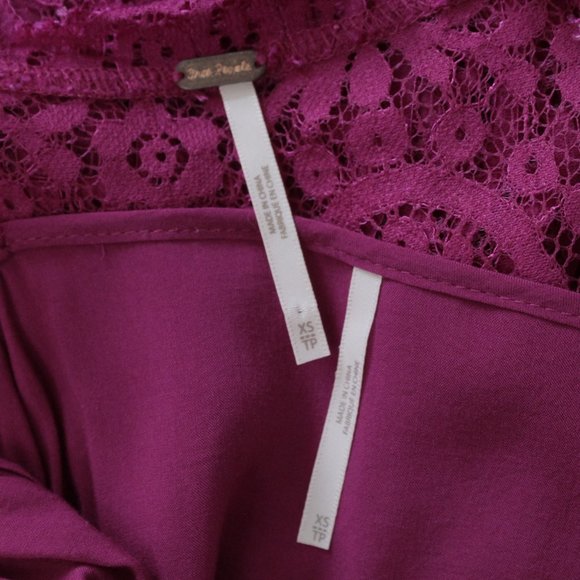 Free People Heart in Two Lace Layered Cami Mini Dress XS Magenta - Picture 10 of 14